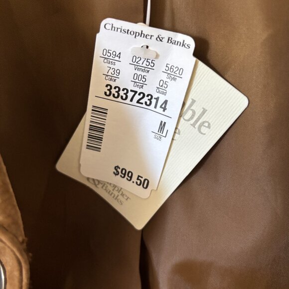 NWT Christopher & Banks Brown Machine Washable Suede Embroidered Jacket - Size M - Picture 6 of 9